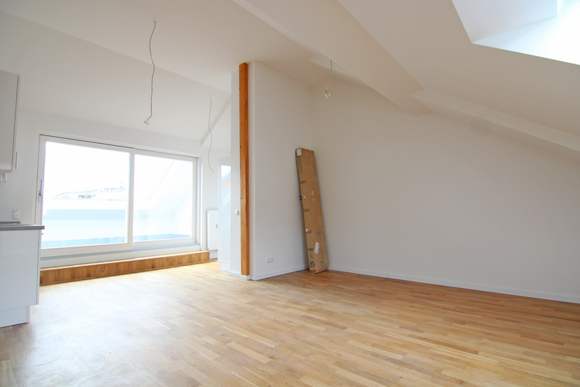 Wohnzimmer mit offener Küche