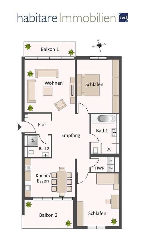 Eleganter Grundriss