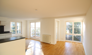 Wohnzimmer mit offener Küche