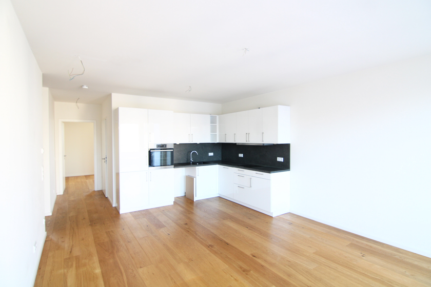 Wohnzimmer mit offener Küche